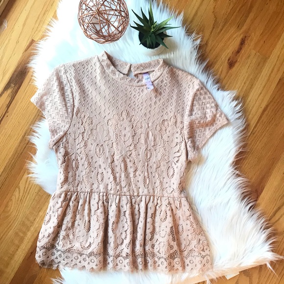 Alya Tops - lace blush peplum blouse